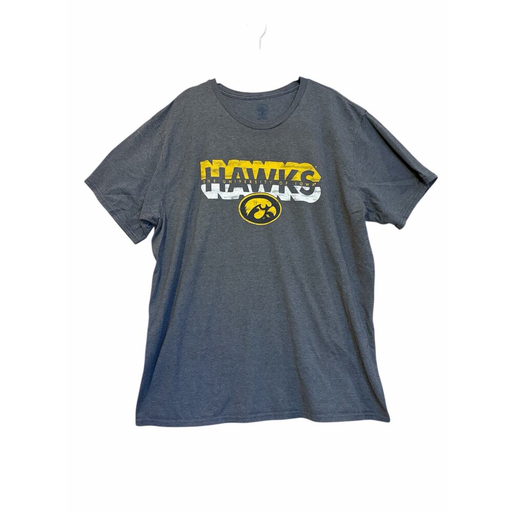 Iowa Hawkeyes T Shirt XXL Rivalry Threads 91 Gray Yellow Tigerhawk NCAA Unisex